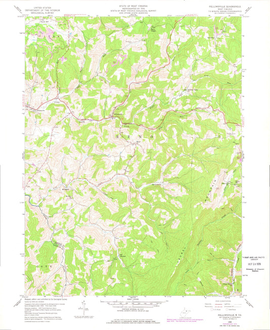 Classic USGS Fellowsville West Virginia 7.5'x7.5' Topo Map Image