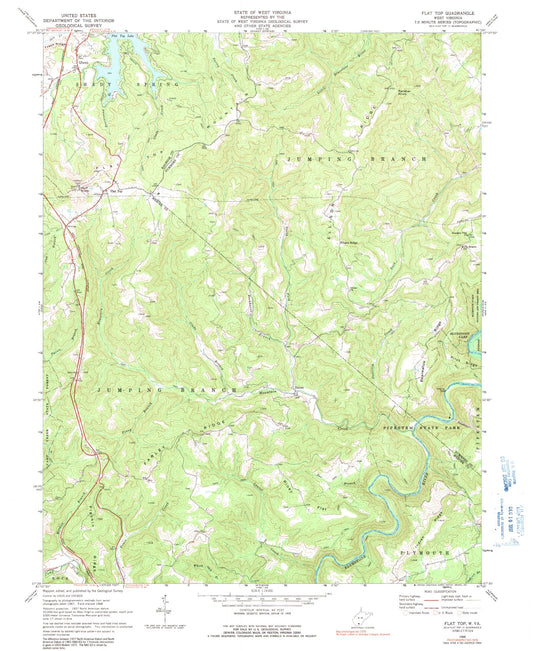 Classic USGS Flat Top West Virginia 7.5'x7.5' Topo Map Image