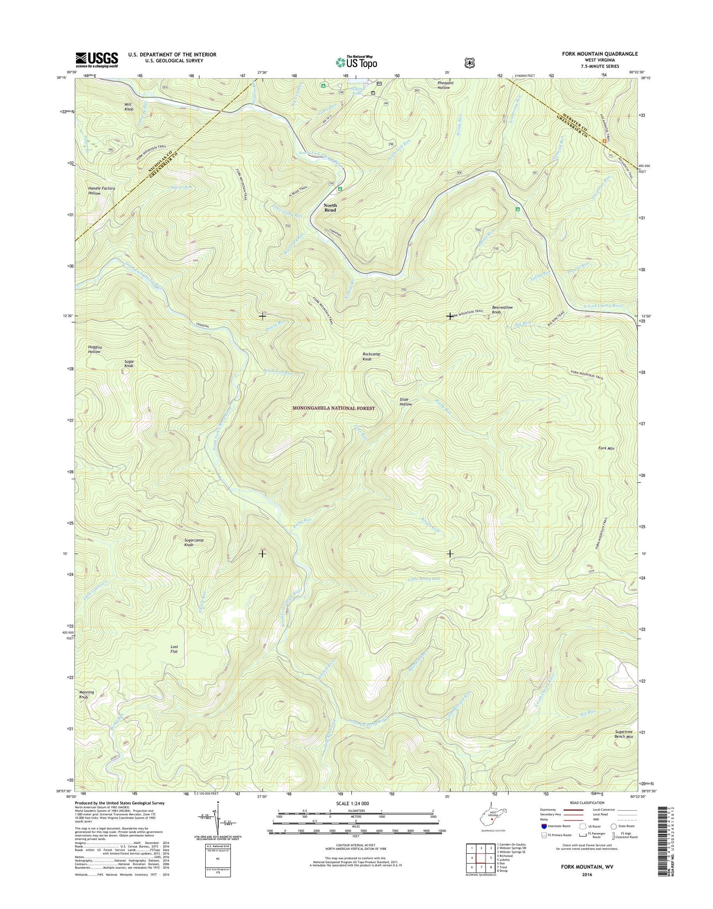 Fork Mountain West Virginia US Topo Map Image