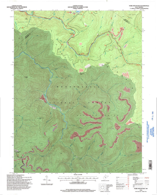 Classic USGS Fork Mountain West Virginia 7.5'x7.5' Topo Map Image