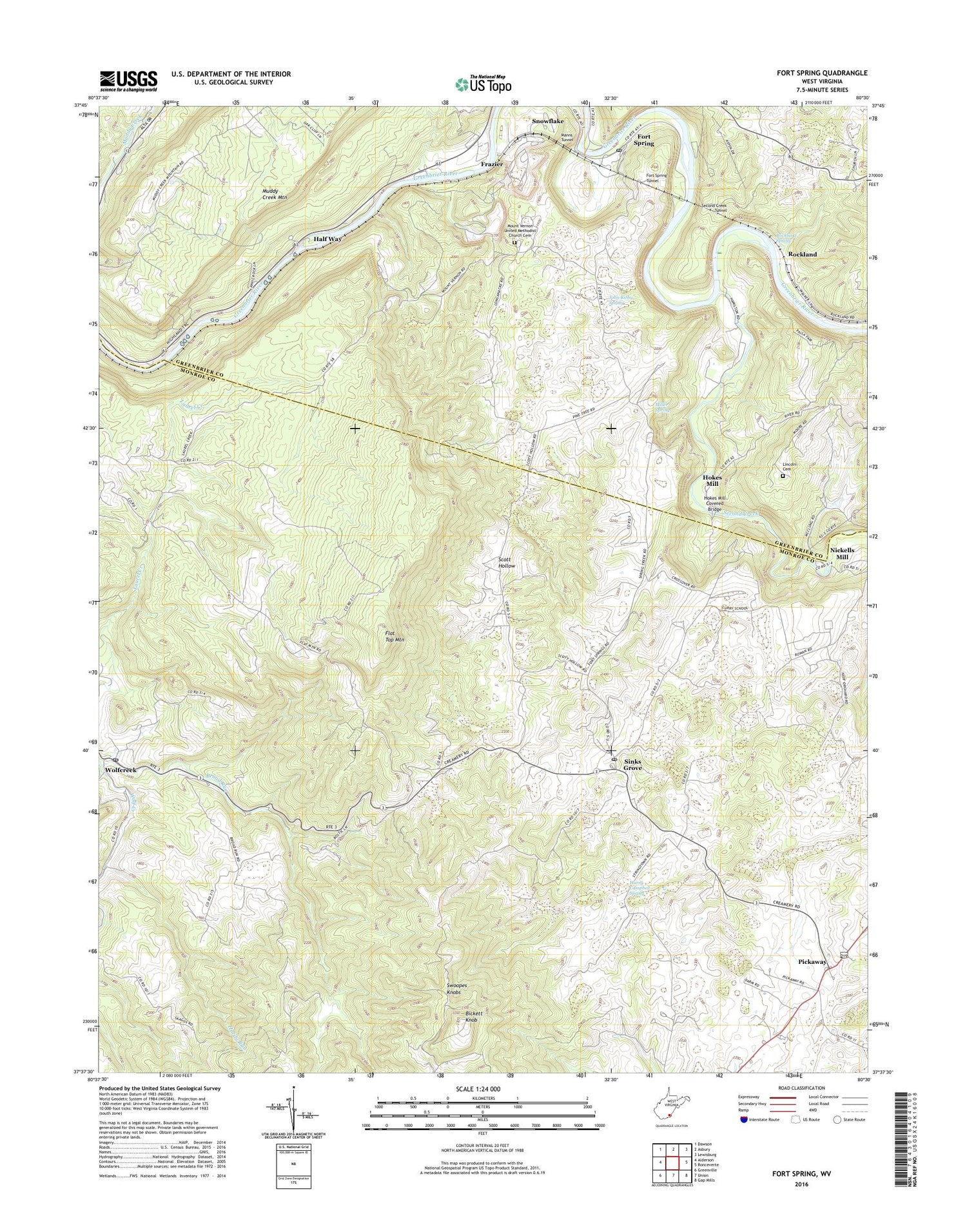 Fort Spring West Virginia US Topo Map Image