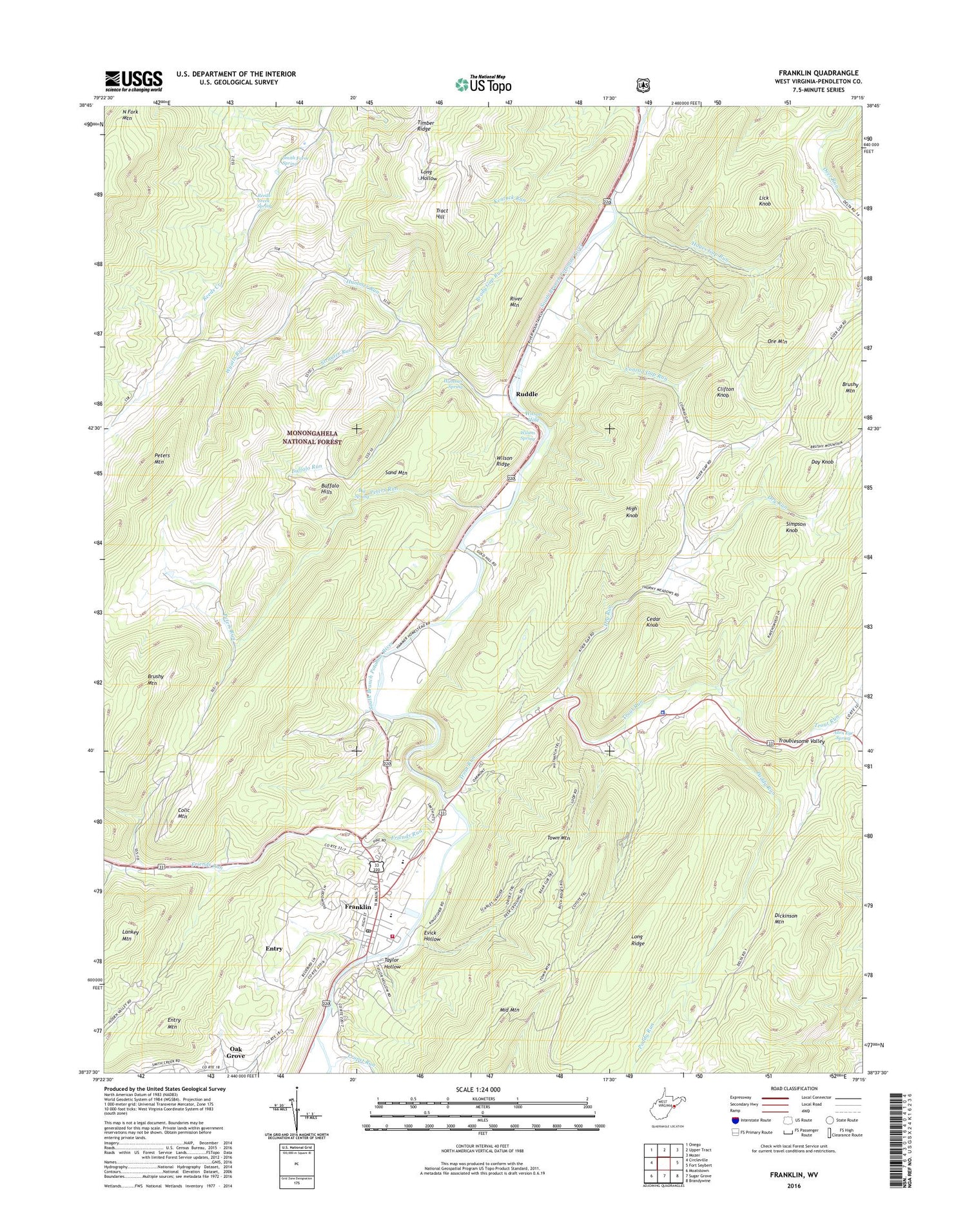 Franklin West Virginia US Topo Map Image