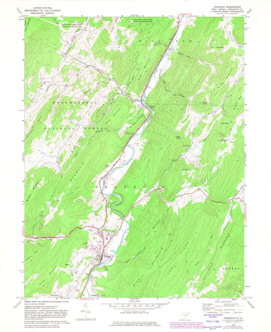 Classic USGS Franklin West Virginia 7.5'x7.5' Topo Map Image