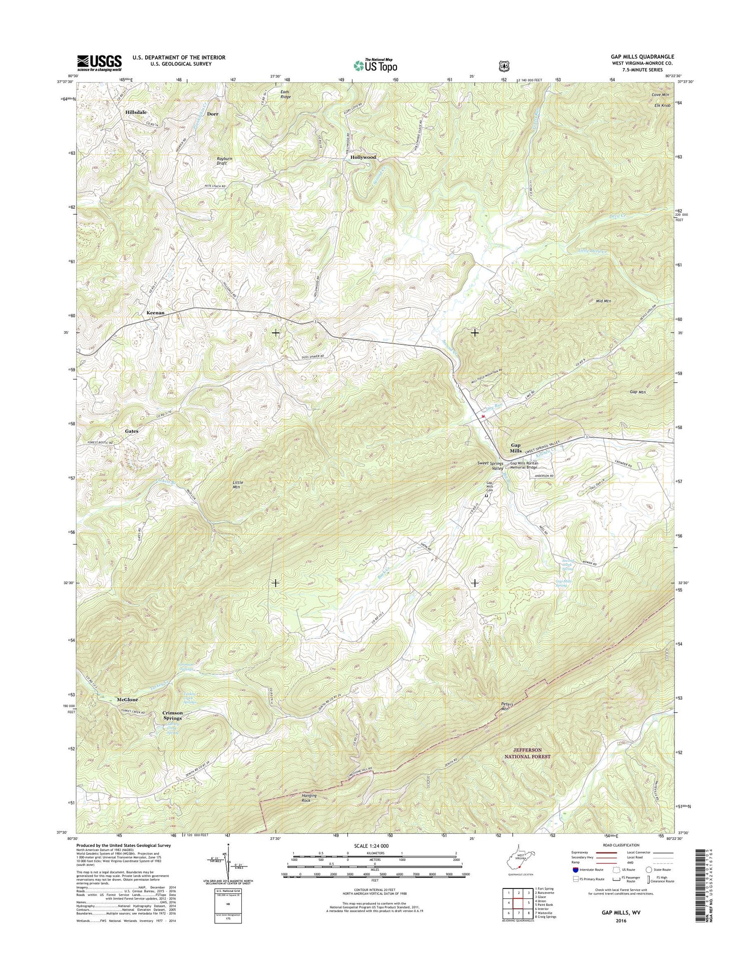 Gap Mills West Virginia US Topo Map Image