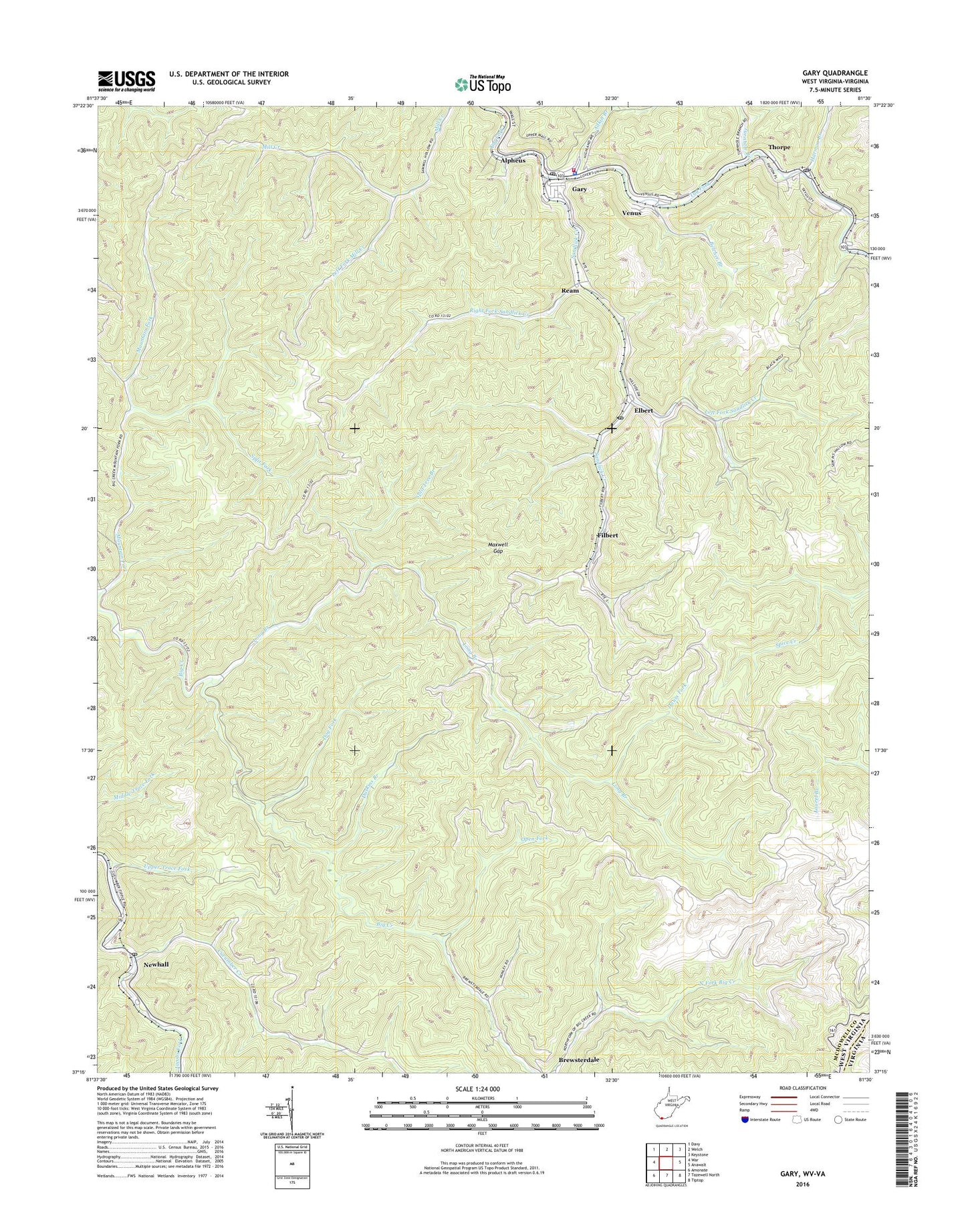 Gary West Virginia US Topo Map Image