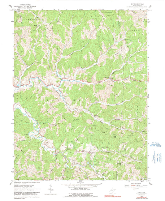 Classic USGS Gay West Virginia 7.5'x7.5' Topo Map Image