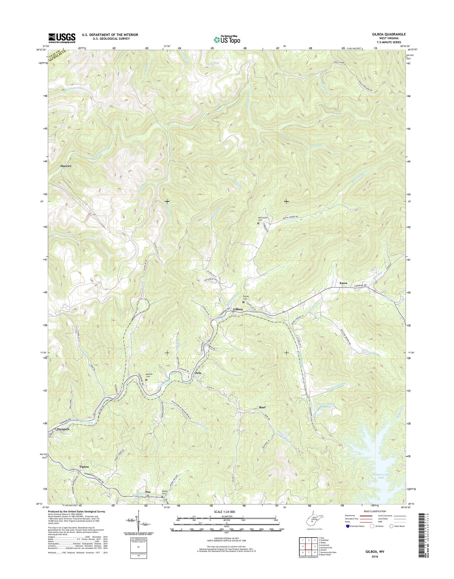Gilboa West Virginia US Topo Map Image