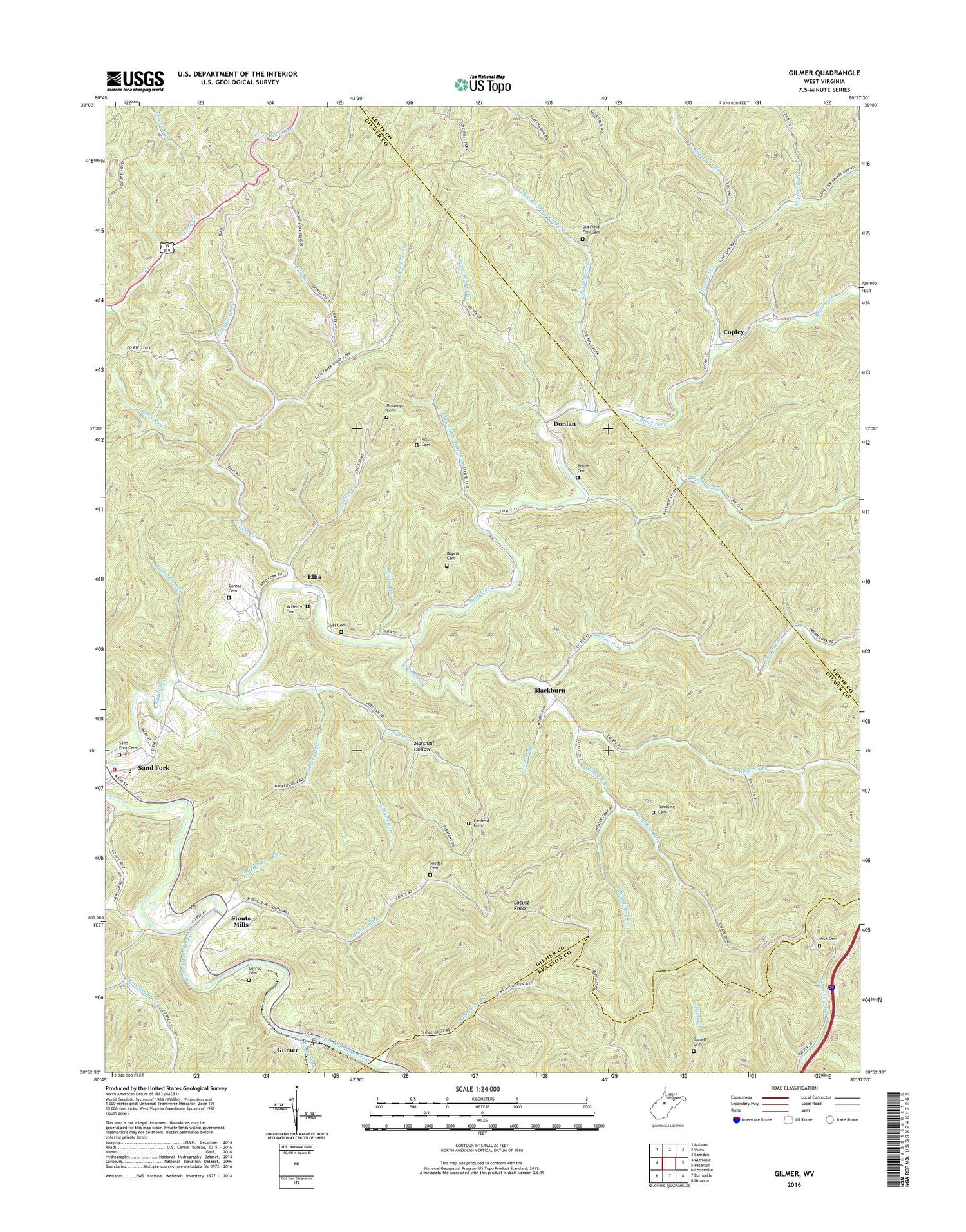 Gilmer West Virginia US Topo Map Image