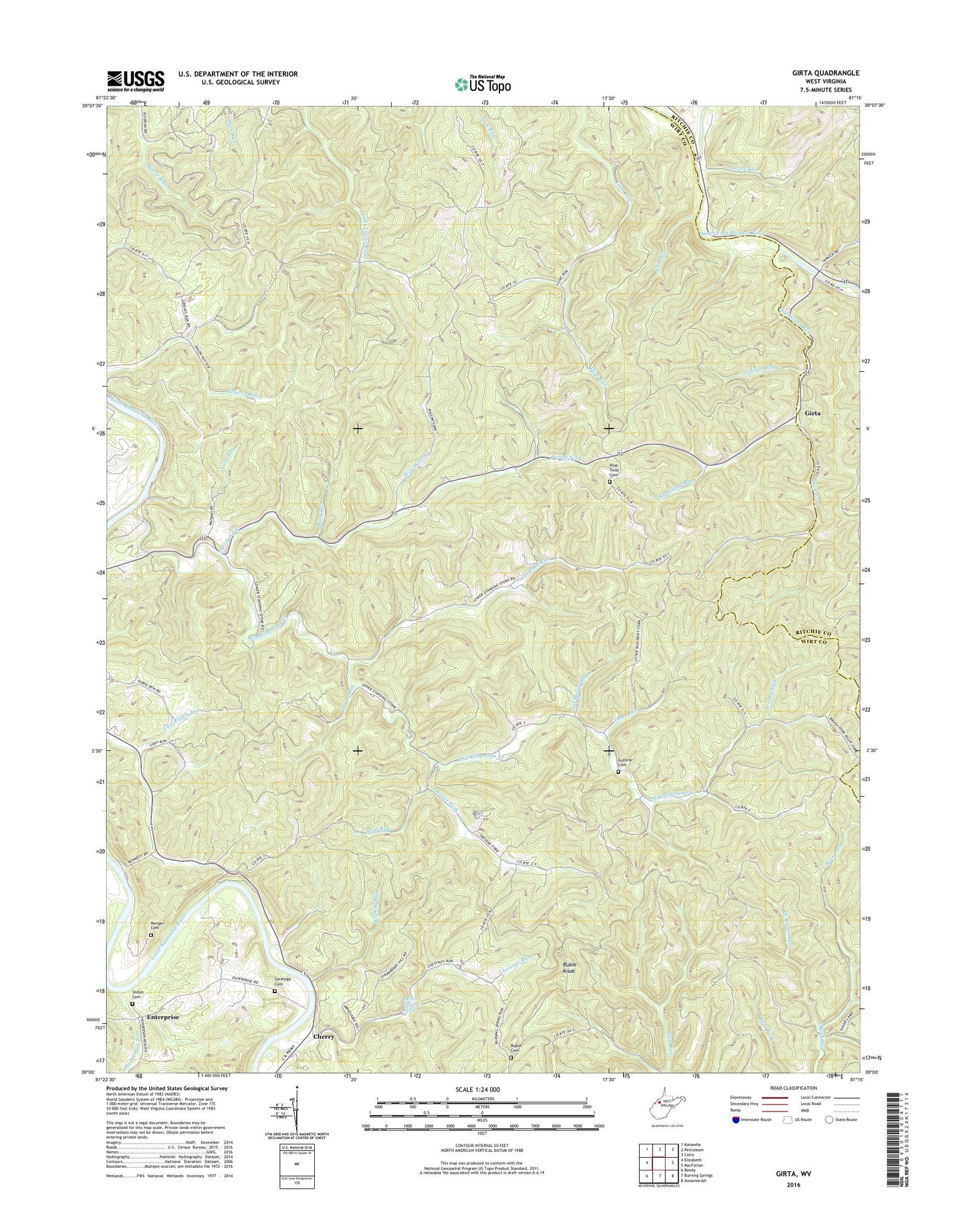 Girta West Virginia US Topo Map Image