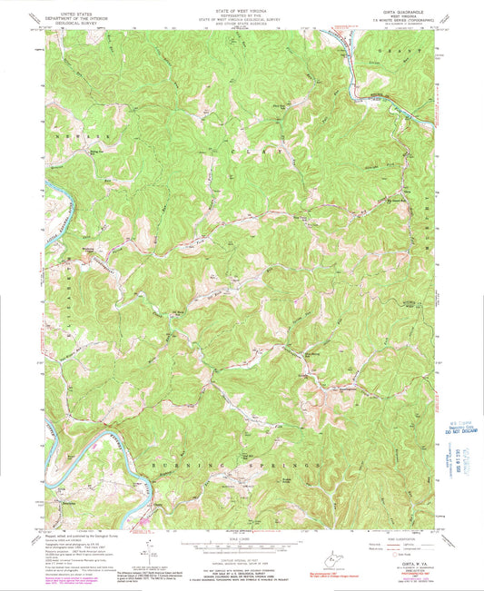 Classic USGS Girta West Virginia 7.5'x7.5' Topo Map Image