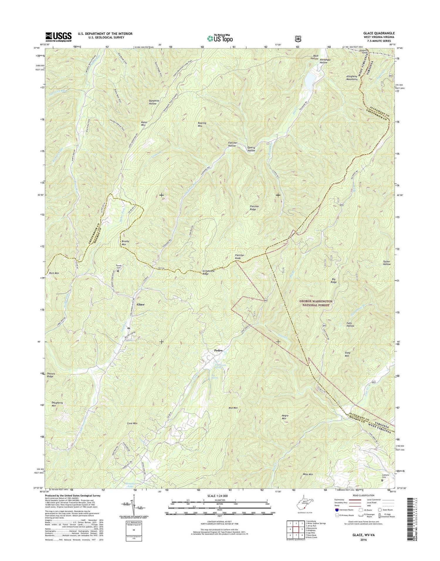 Glace West Virginia US Topo Map Image