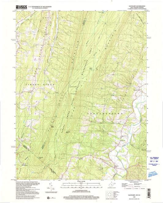 Classic USGS Glengary West Virginia 7.5'x7.5' Topo Map Image