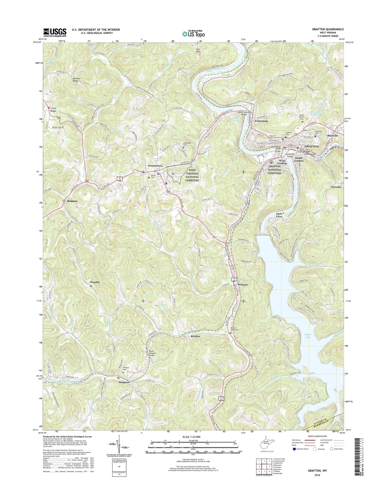 Grafton West Virginia US Topo Map Image
