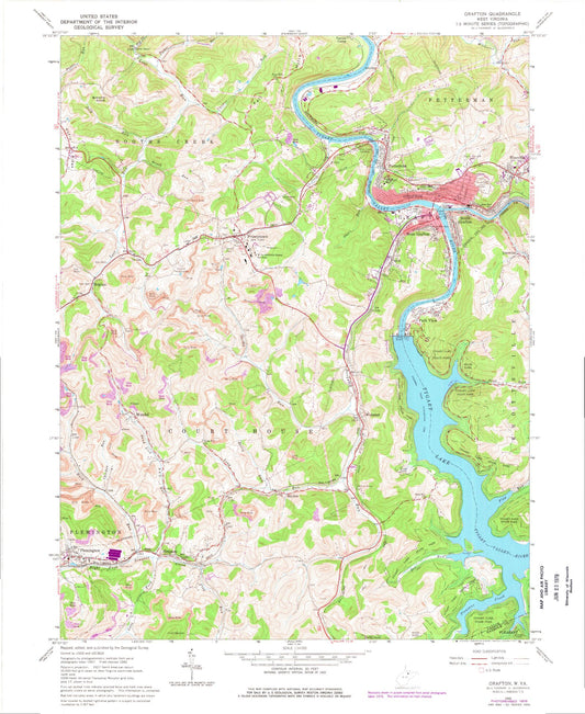 Classic USGS Grafton West Virginia 7.5'x7.5' Topo Map Image
