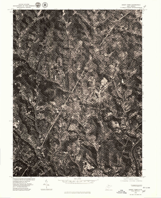 Classic USGS Grant Town West Virginia 7.5'x7.5' Topo Map Image