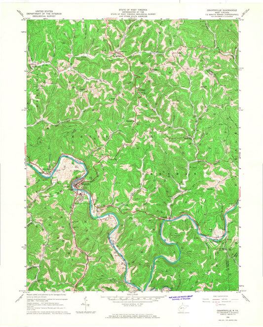 Classic USGS Grantsville West Virginia 7.5'x7.5' Topo Map Image