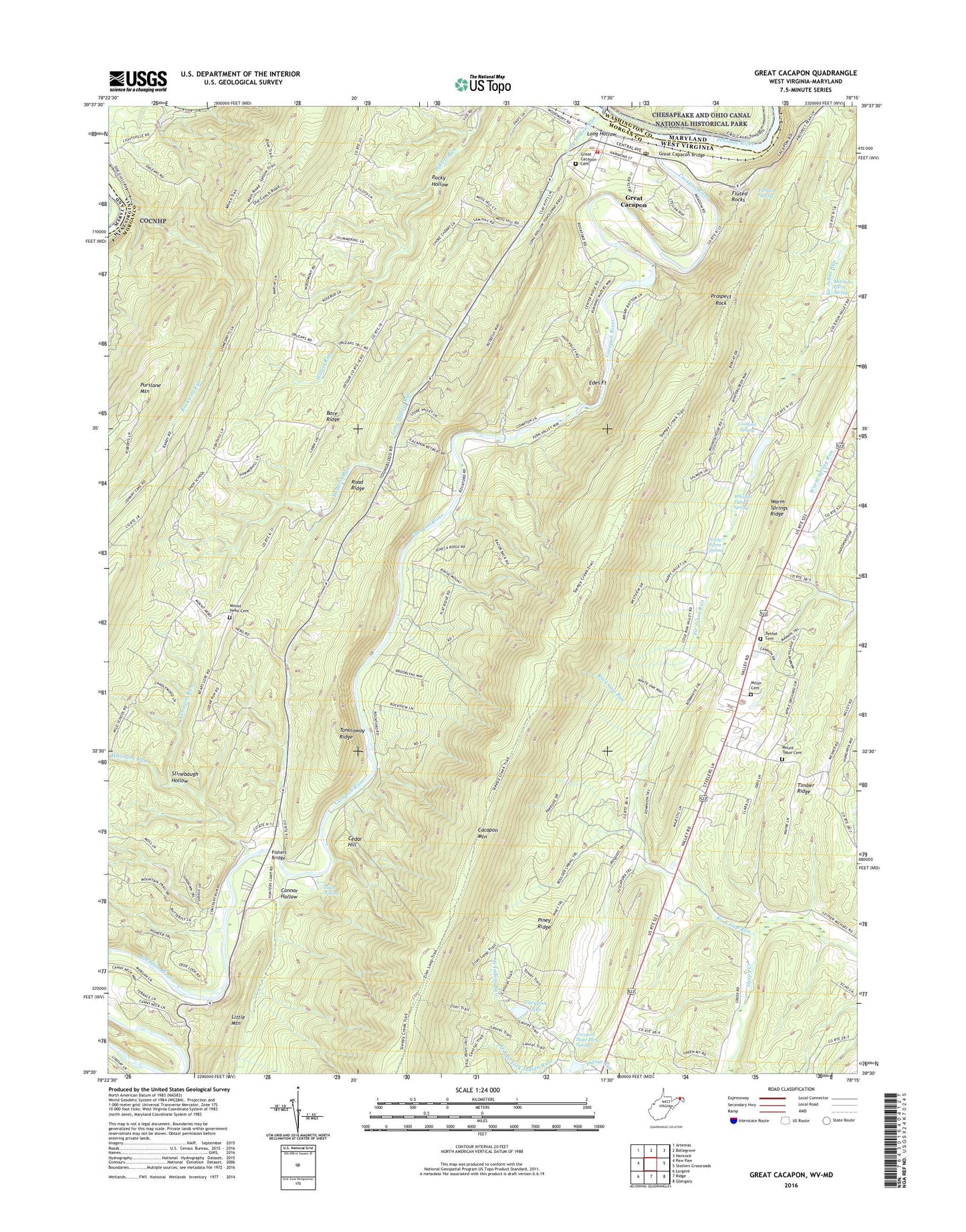 Great Cacapon West Virginia US Topo Map Image