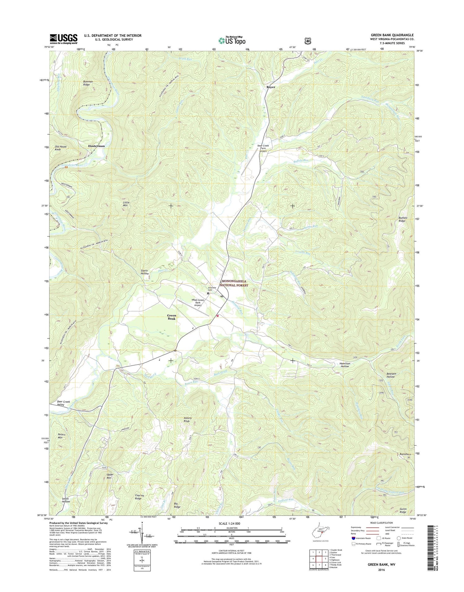 Green Bank West Virginia US Topo Map Image