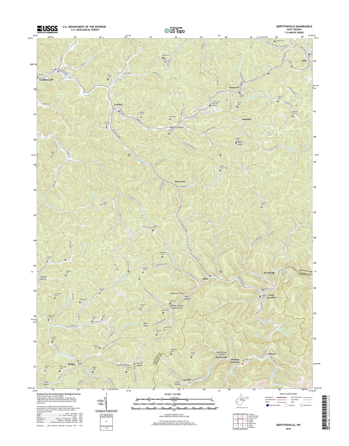 Griffithsville West Virginia US Topo Map Image