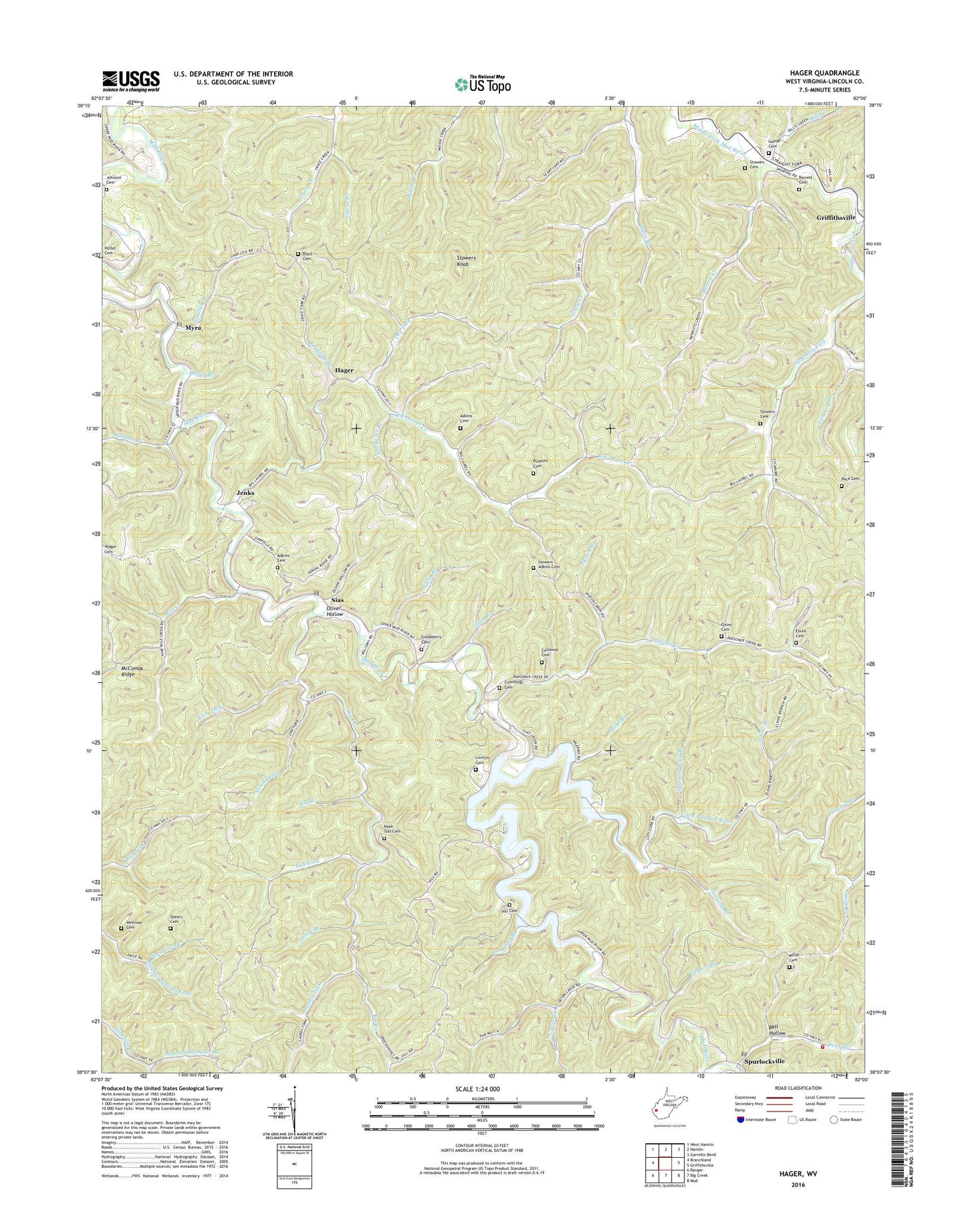 Hager West Virginia US Topo Map Image