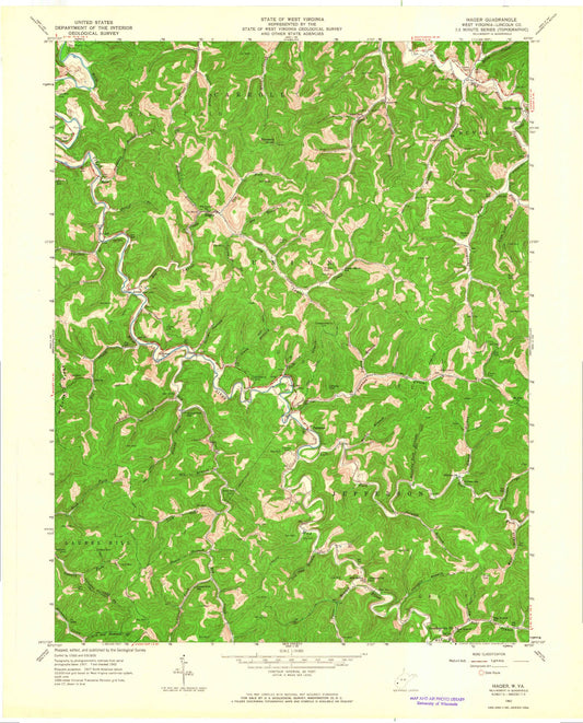 Classic USGS Hager West Virginia 7.5'x7.5' Topo Map Image