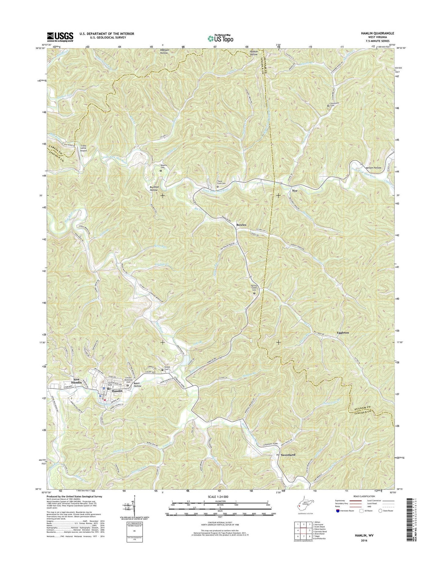 Hamlin West Virginia US Topo Map Image
