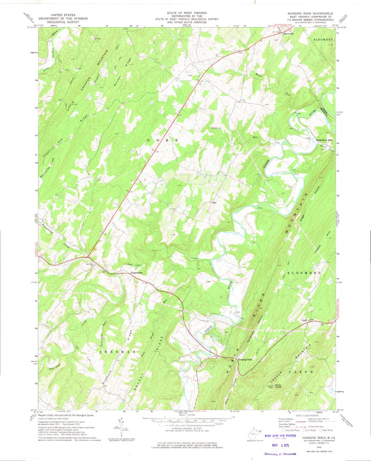 Classic USGS Hanging Rock West Virginia 7.5'x7.5' Topo Map Image