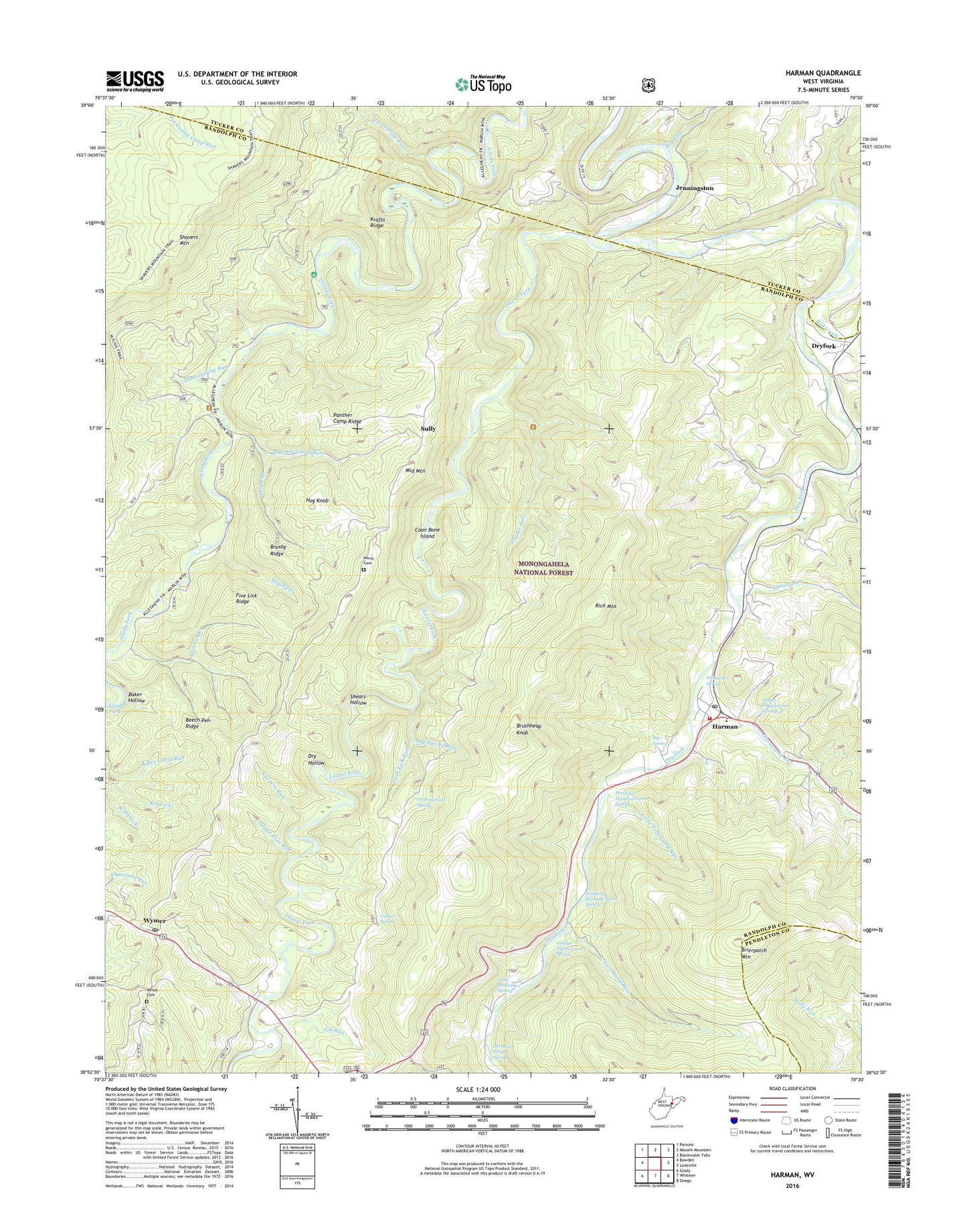 Harman West Virginia US Topo Map Image