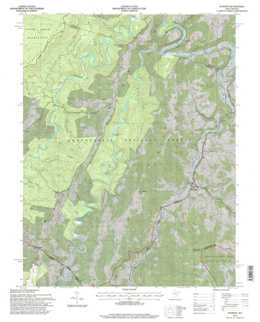 Classic USGS Harman West Virginia 7.5'x7.5' Topo Map Image