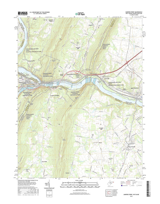 Harpers Ferry West Virginia US Topo Map Image