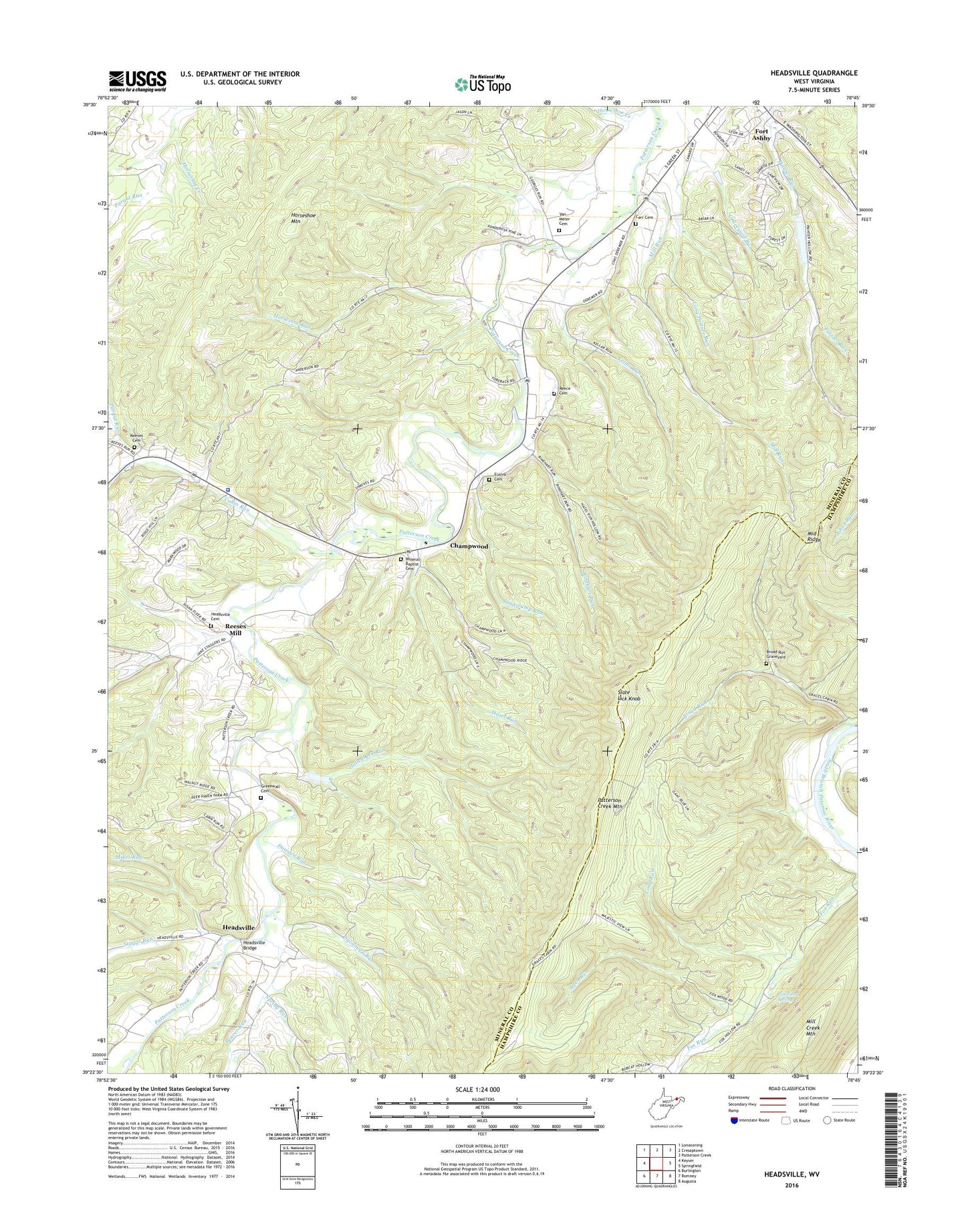 Headsville West Virginia US Topo Map Image