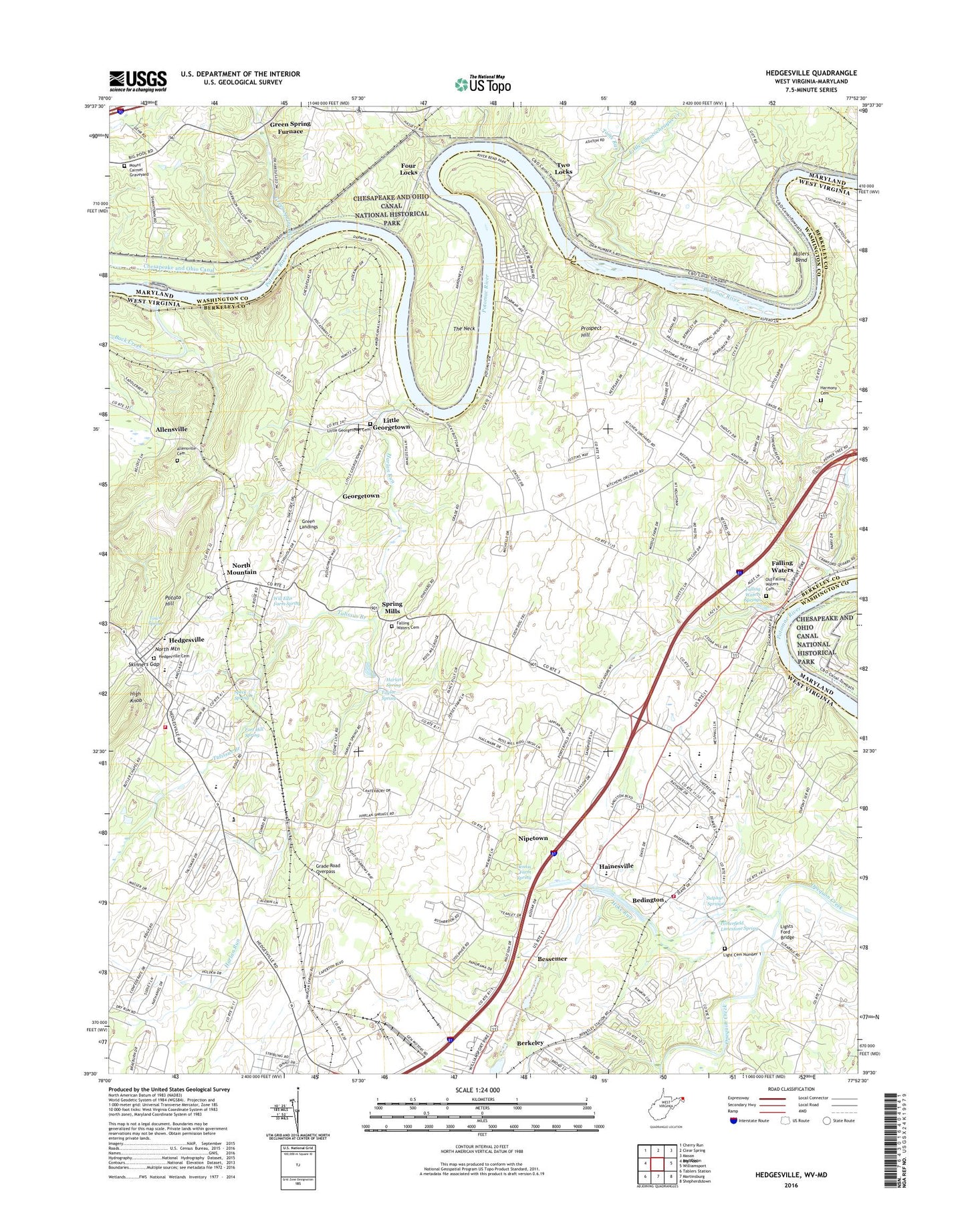 Hedgesville West Virginia US Topo Map Image