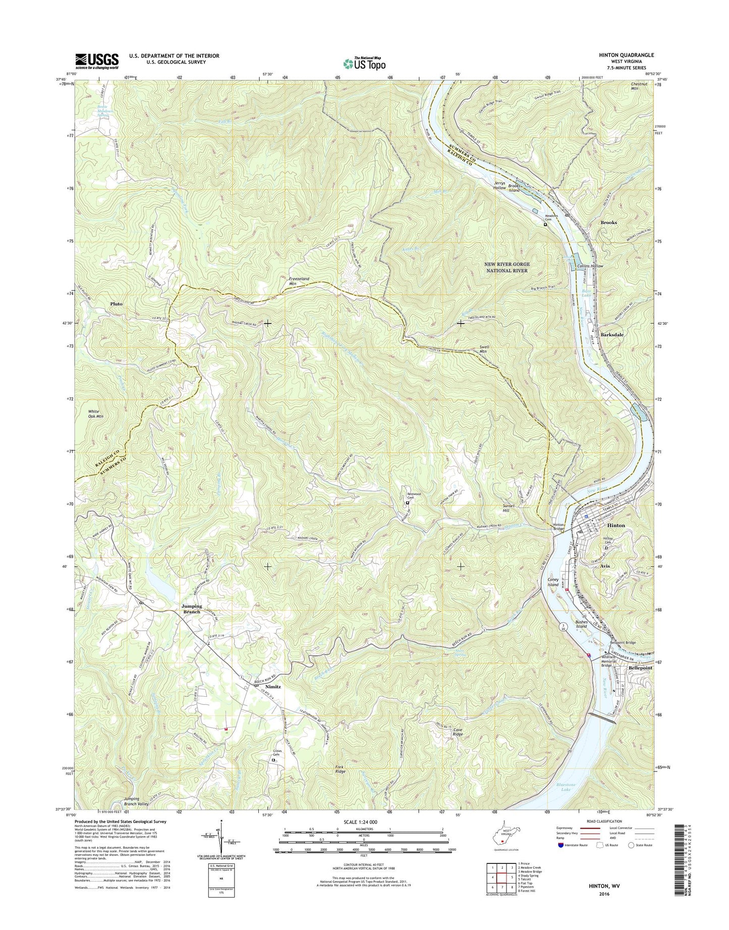 Hinton West Virginia US Topo Map Image