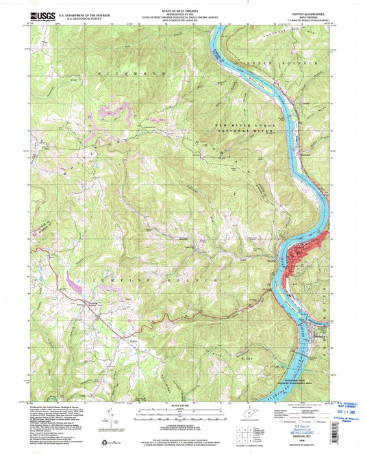 Classic USGS Hinton West Virginia 7.5'x7.5' Topo Map Image