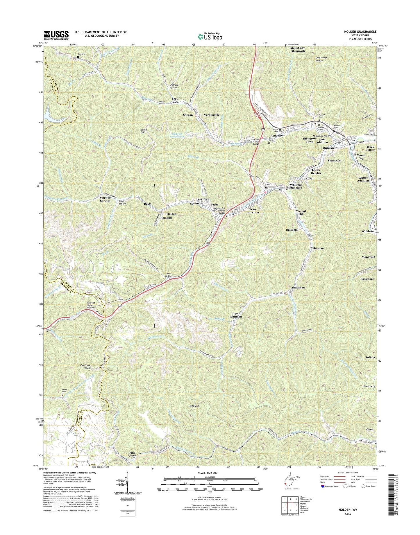 Holden West Virginia US Topo Map Image