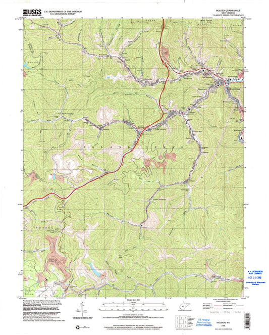 Classic USGS Holden West Virginia 7.5'x7.5' Topo Map Image