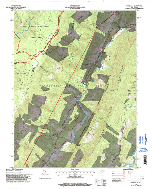 Classic USGS Hopeville West Virginia 7.5'x7.5' Topo Map Image