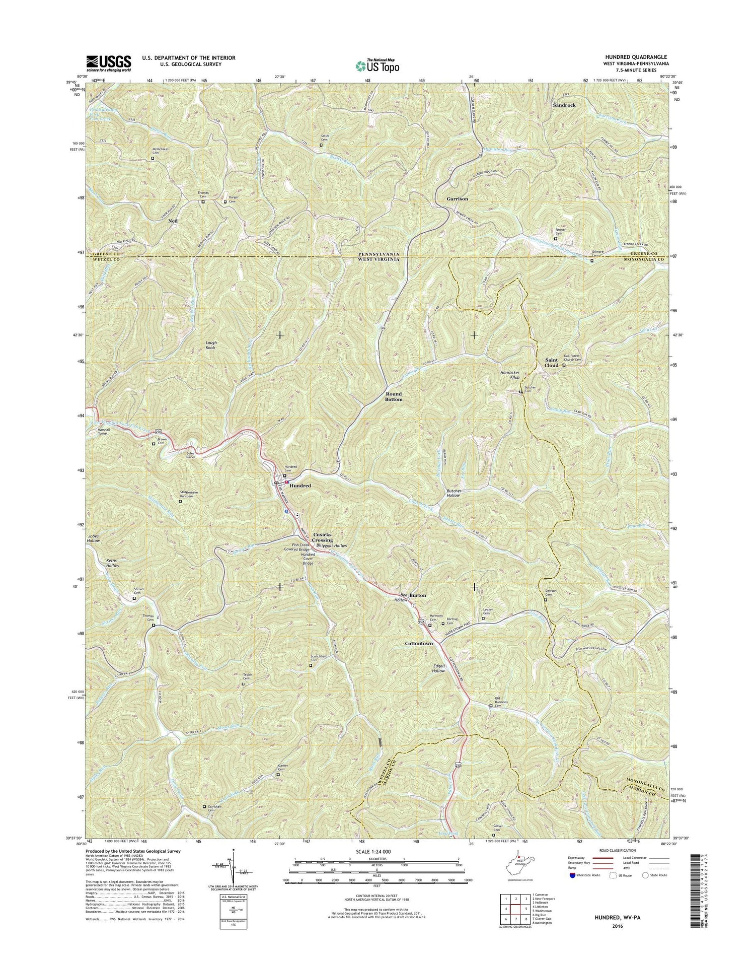 Hundred West Virginia US Topo Map Image