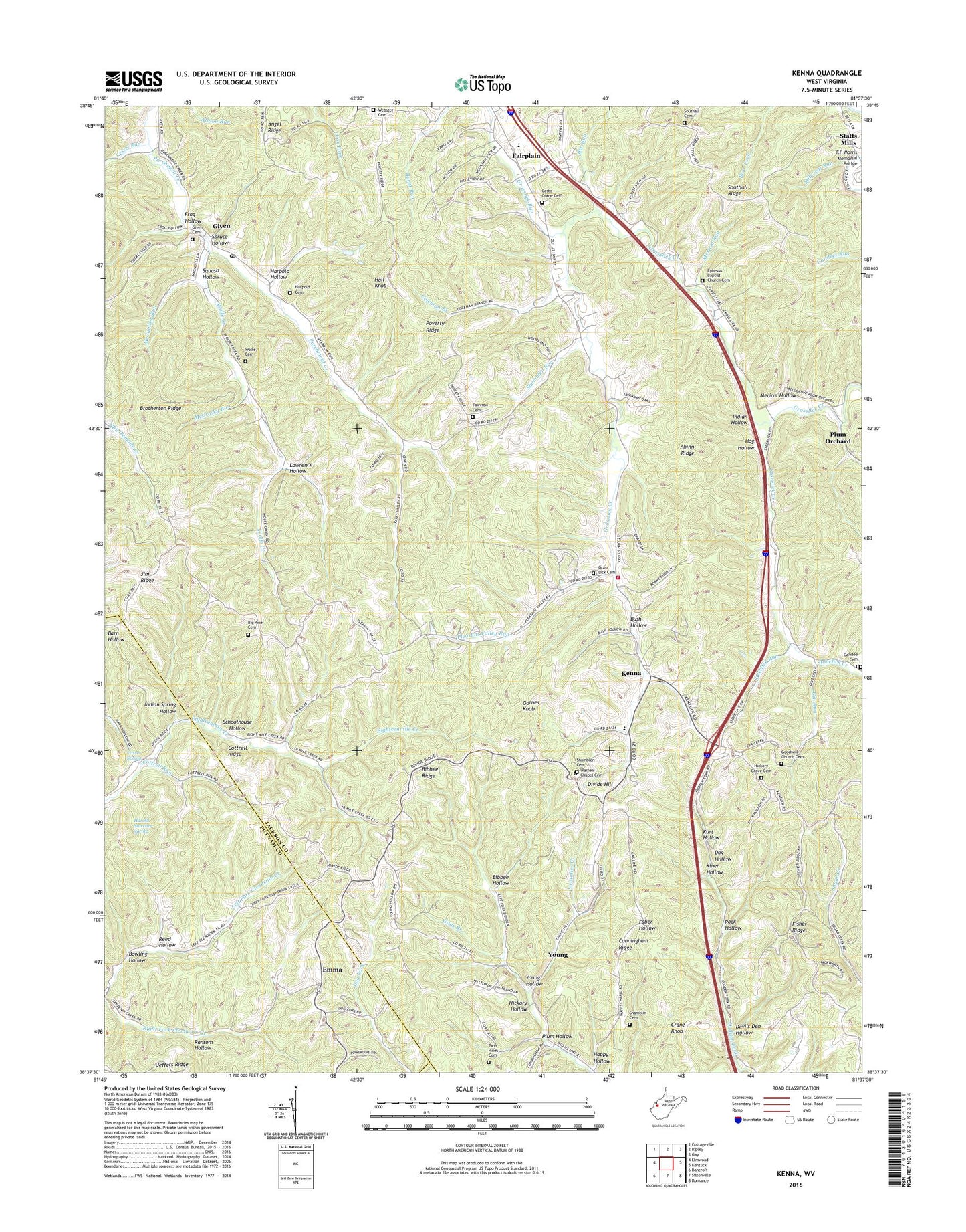 Kenna West Virginia US Topo Map Image