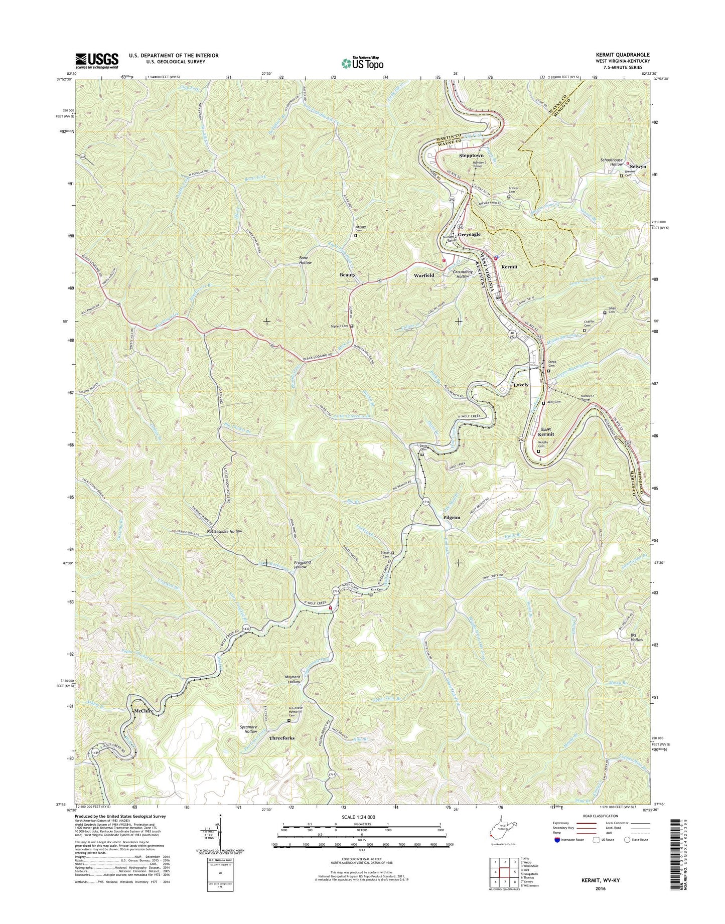 Kermit West Virginia US Topo Map Image