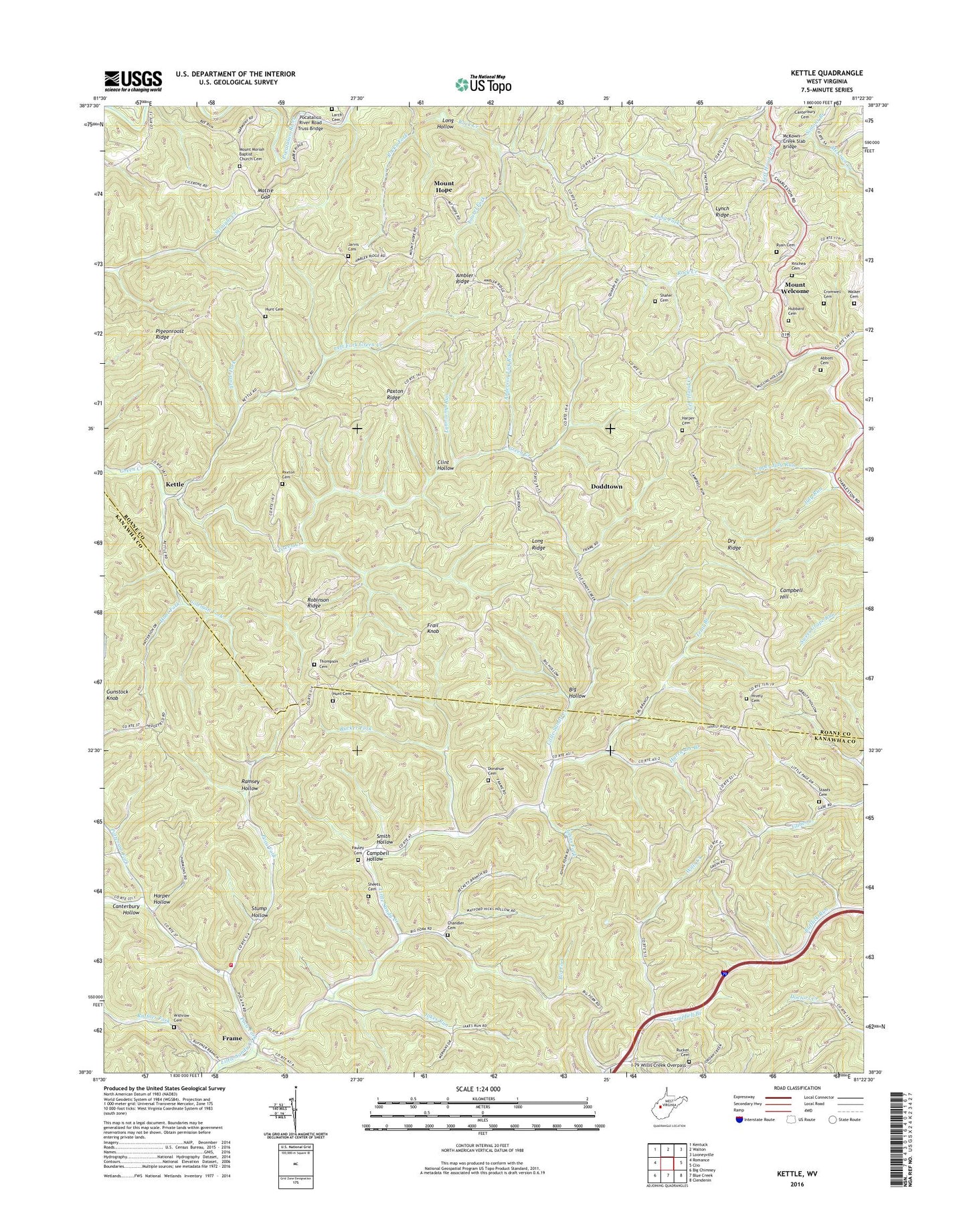 Kettle West Virginia US Topo Map Image