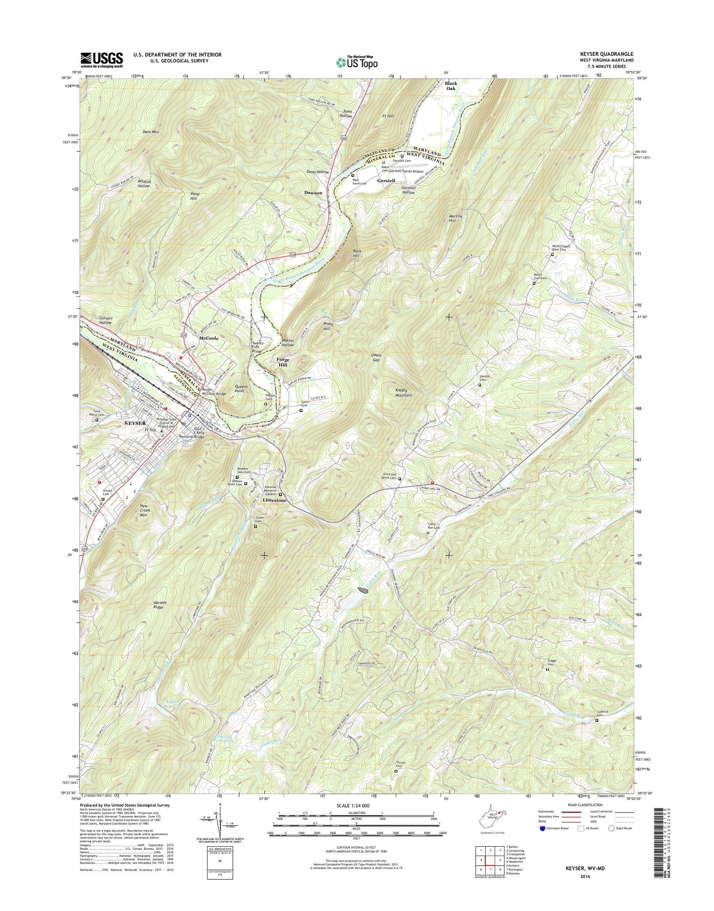 Keyser West Virginia US Topo Map Image