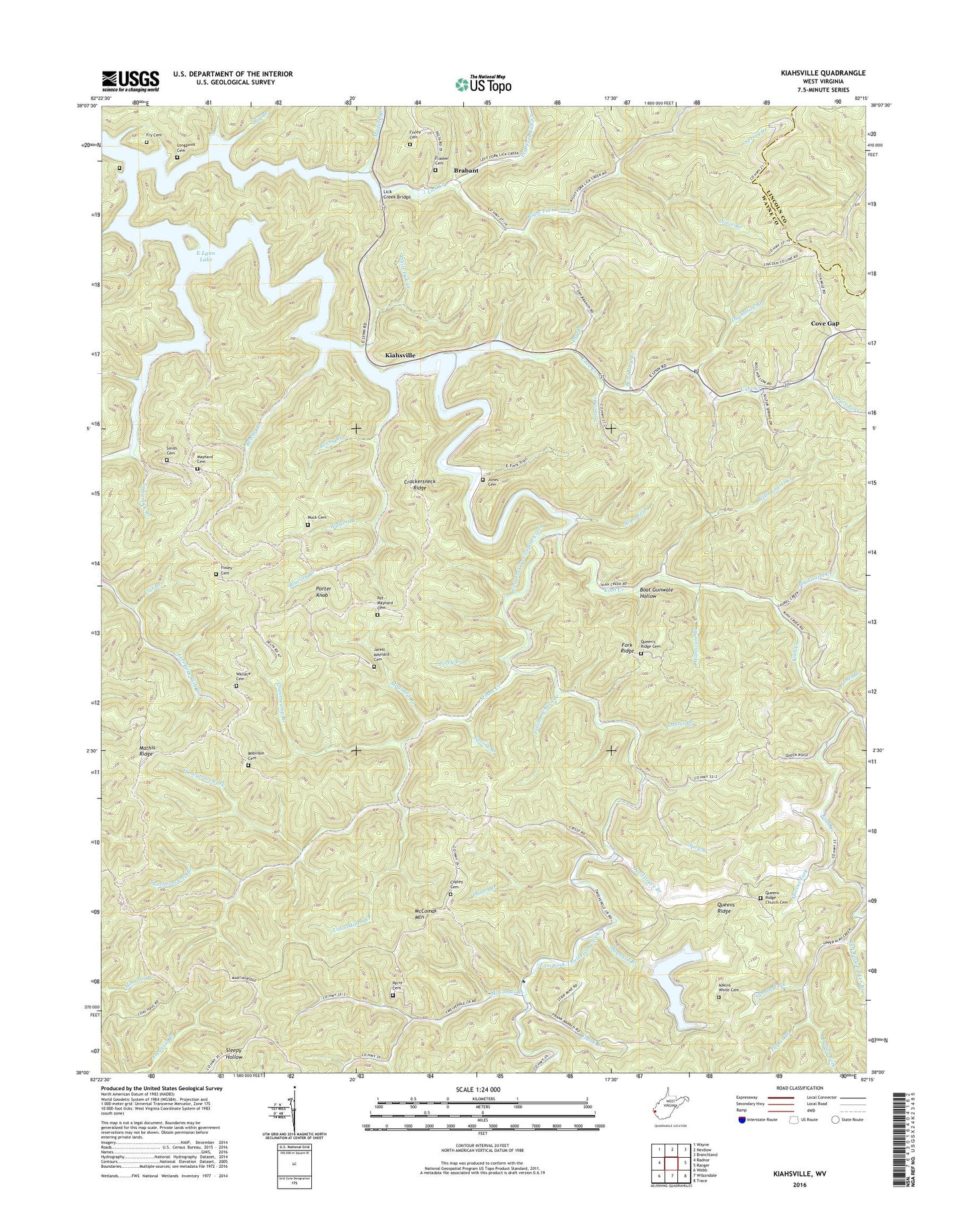 Kiahsville West Virginia US Topo Map Image