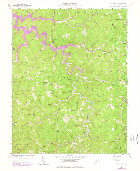Classic USGS Kiahsville West Virginia 7.5'x7.5' Topo Map Image
