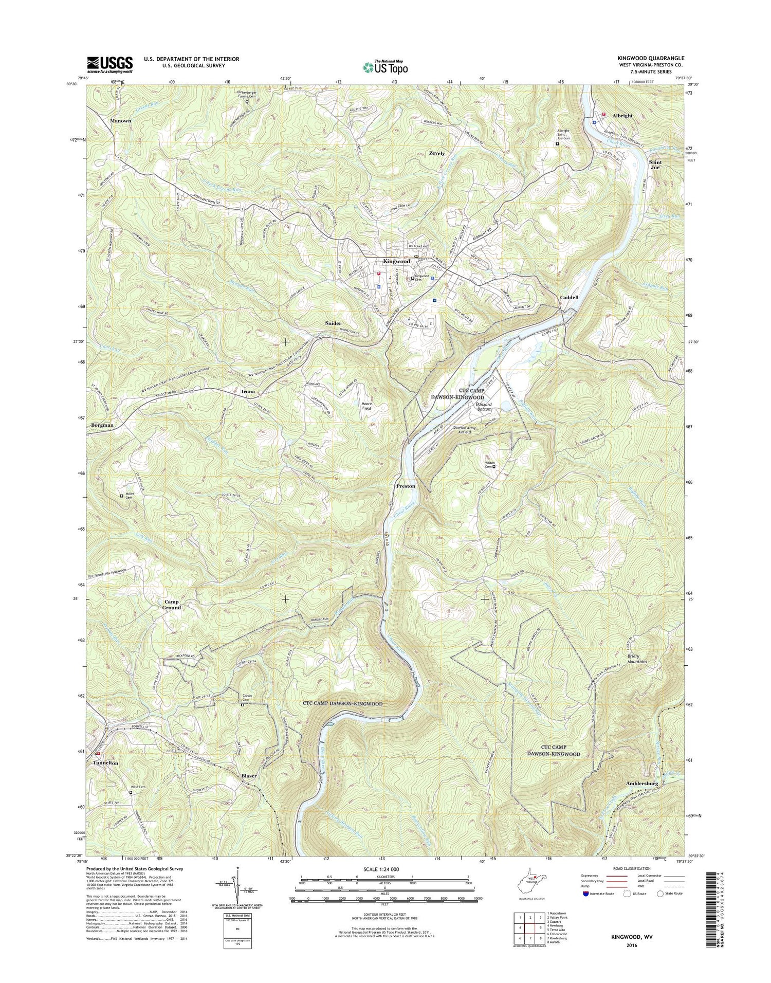 Kingwood West Virginia US Topo Map Image