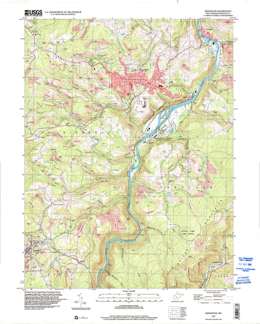 Classic USGS Kingwood West Virginia 7.5'x7.5' Topo Map Image