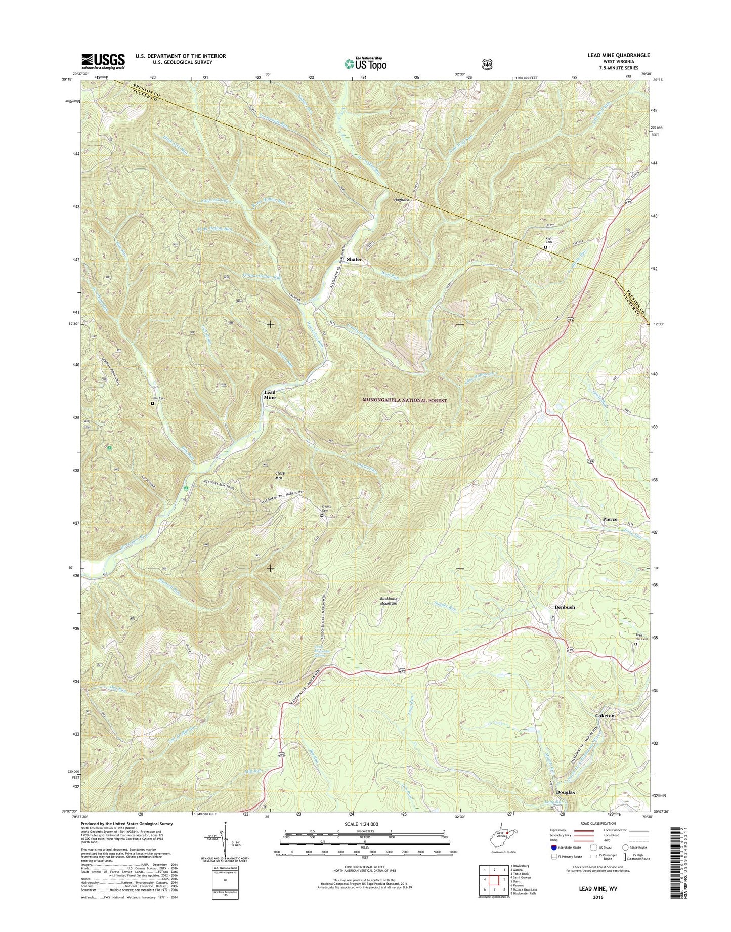 Lead Mine West Virginia US Topo Map Image