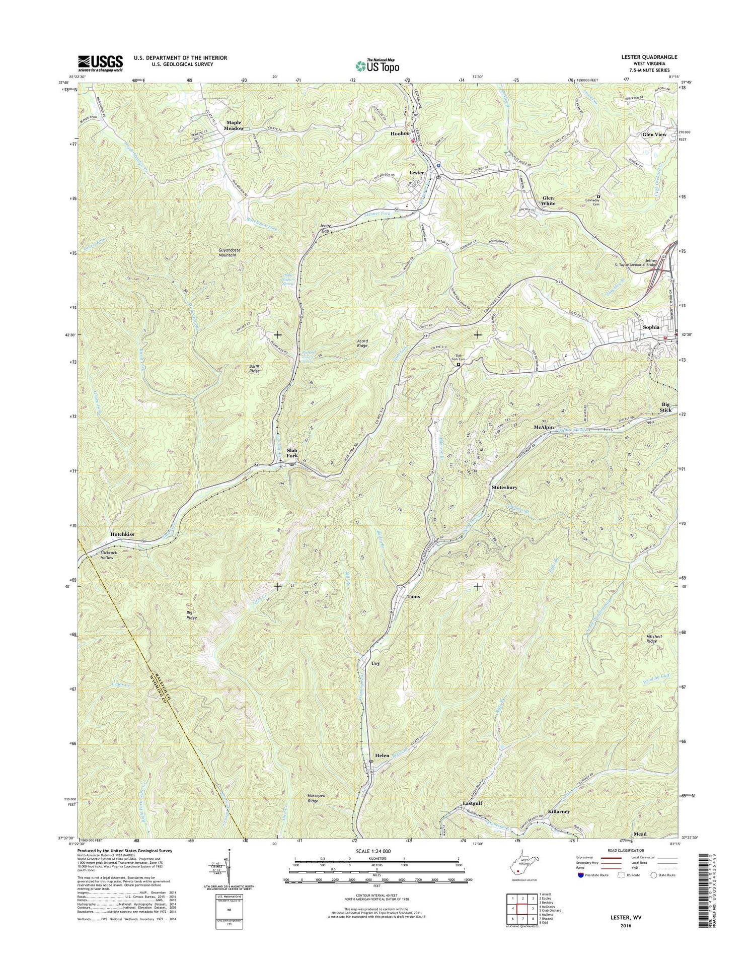 Lester West Virginia US Topo Map Image