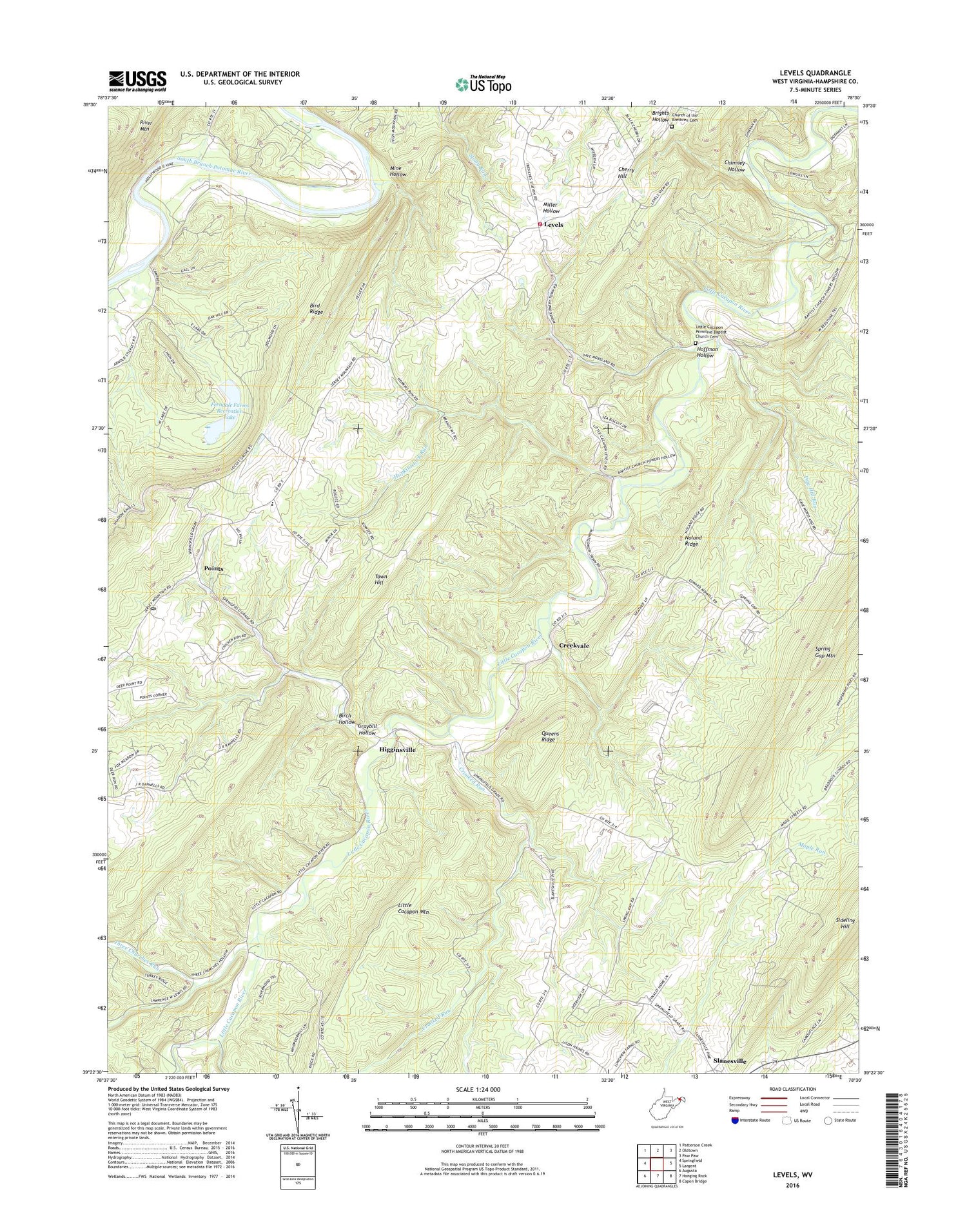Levels West Virginia US Topo Map Image