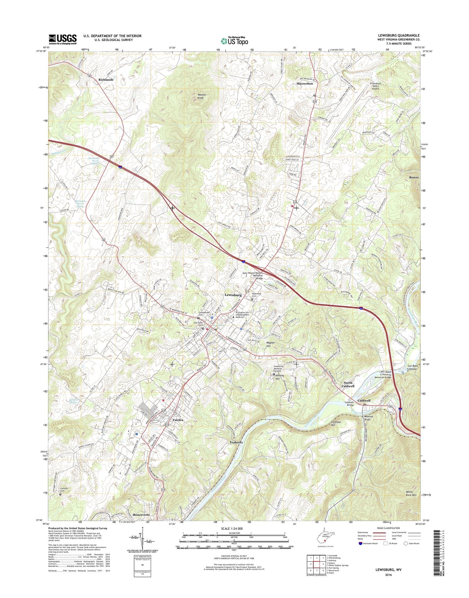 Lewisburg West Virginia US Topo Map Image